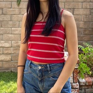 Brandy Melville red/white striped crop tank top